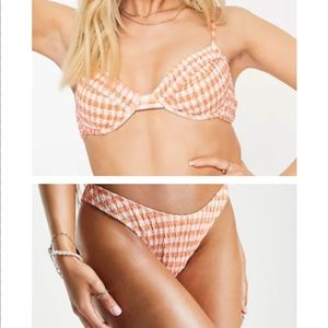 MISSGUIDED set:Crinkle boomerang underwire bikini top & bottoms - NWT (Size 8)